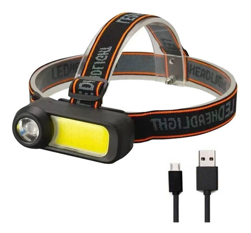 Lanterna Cabeça Capacete Recarregavel Led Wh1+ 1 Led 2 Em 1