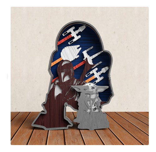 Cuadro Decorativo Mandalorian Star Wars R2d2 Madera Grande