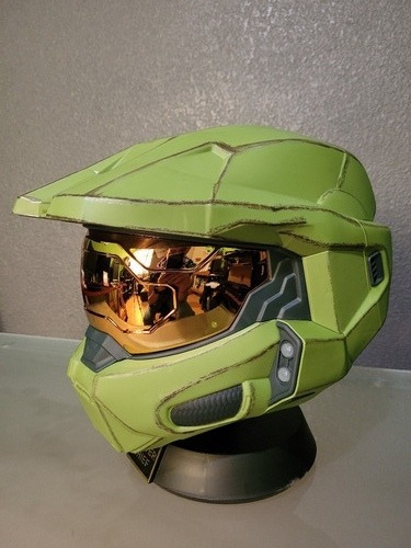 Halo Master Chief Casco De Lujo Soporte Luces Led Colección
