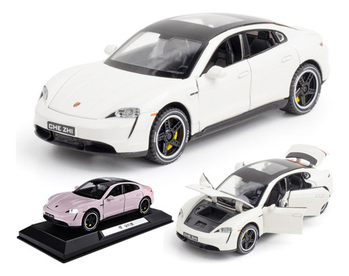 Porsche Taycan Miniatura Metal Car Con Base Expositora 1/32