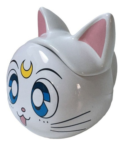 Taza Ceramica Sailor Moon Gato Gata Blanco Artemis Luna