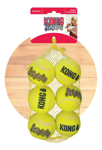 Kong Squeakair Balls Paquete 6 Pelotas Medianas Para Perro Color Amarillo