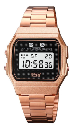 Reloj Tressa Digital Retro Vintage Dorado Rose Merlot