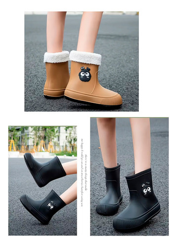 Botas De Lluvia Impermeables Afelpadas Dama Mujer