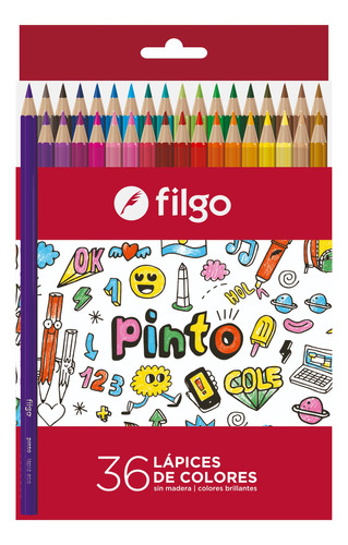 Lapices De Colores Filgo Pinto Caja X 36 Unidades Resina Csi