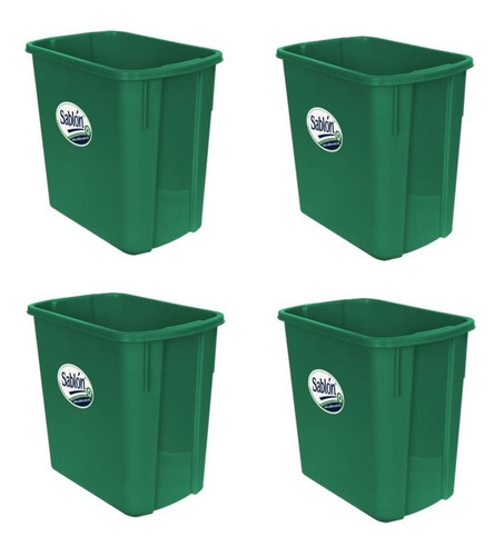 4 Pack Bote De Basura Rectangular 4l Color Verde