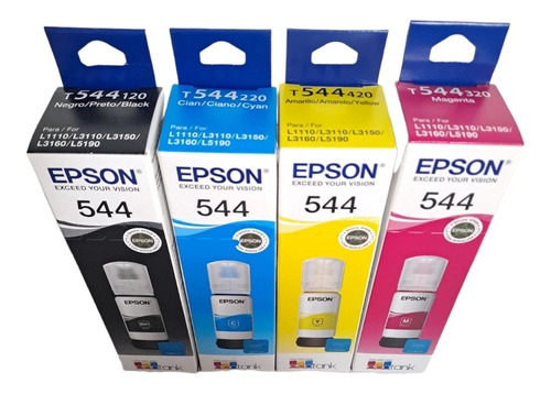  Tintas Epson Original X 4 T544 L110 L3110 L3150 L5190 544