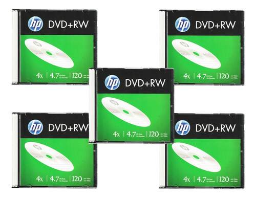 5 Discos Hp Dvd-rw Regraváveis 4.7gb 120min 4x Lacrados