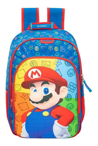 Mochila Mario Bros 6219 Niño Backpack Rojo Original Escolar