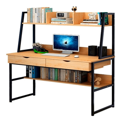 Imagen 1 de 2 de Escritorio Industrial - Mesa Pc Estantes - 2 Cajones - Mweb
