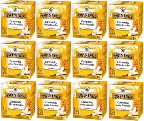 Chá Twinings Camomila Mel Baunilha Kit 12 Caixas 120 Sachês