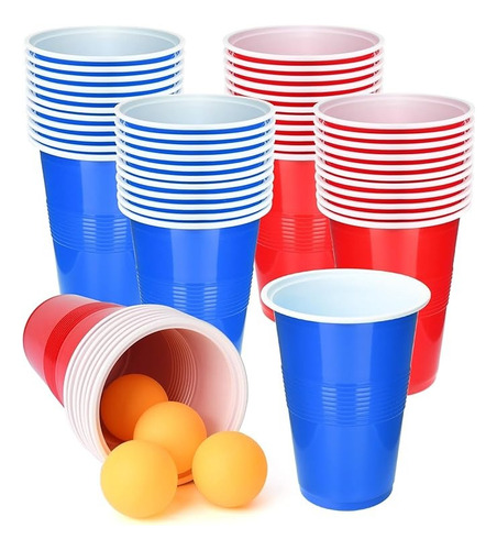 Beerpong Set - 22 Vasos Descartables+3 Pelotitas De Pingpong