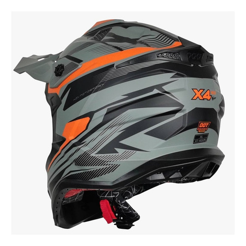 Imagen 4 de 9 de Casco Motocross Enduro Kov Terra X-4 Go Naranja/ Gris