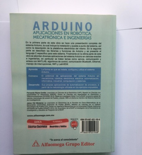 Arduino -aplicaciones En Robótica, Mecatrónica E Ingenierías-, De Reyes/cid. Editorial Alfaomega, Tapa Blanda En Español, 2015