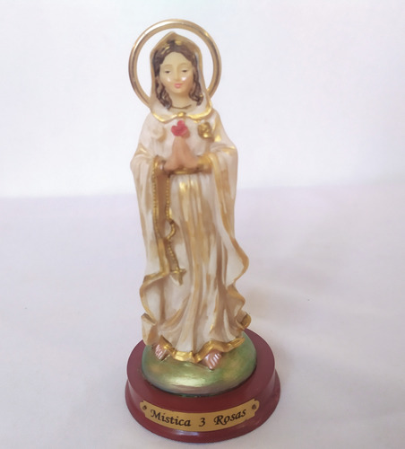 1  Virgen Rosa Mística 14cmts De Angelo Poliresina Nueva 