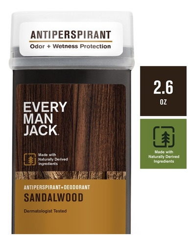 Every Man Jack Deodorant Sandalwood 73g Fragancia Natural