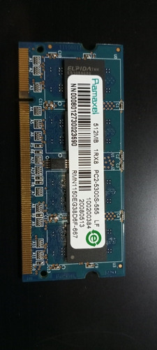 Memoria Sodimm Pc2-5300s-555 512 Mb 1rx8 Ramaxel Elpida Ntbk