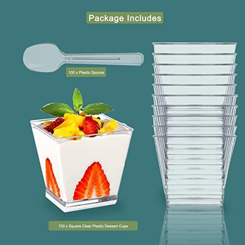 Merkaunis 100 Piezas Tazas De Postre De 4 Oz Con Cucharas Ta