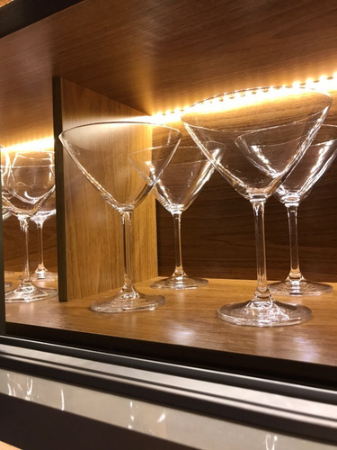 Jogo 4 Taças De Cristal Bohemia Titânio Para Martini 280ml