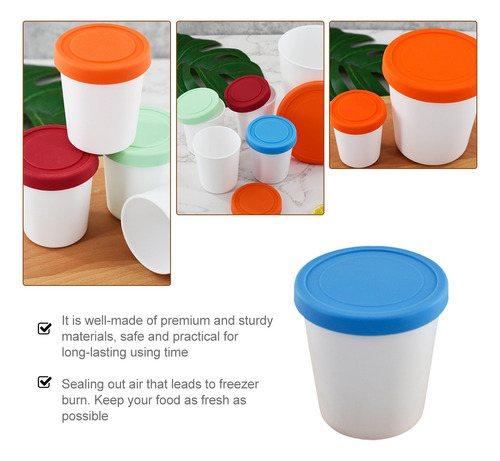 2 Vasos De Almacenamiento De Helado Con Tapa De Silicona Par