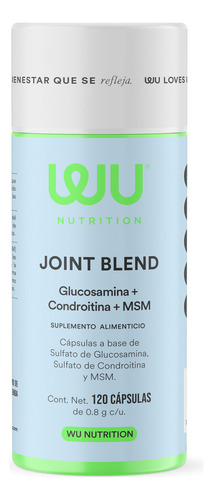 Wu Nutrition® Joint Blend | Glucosamina + Condroitina + Msm | 120 Cápsulas Sin Sabor | 2 Meses De Consumo  | Ingredientes 100% Naturales | Empaque 100% Libre De Plástico