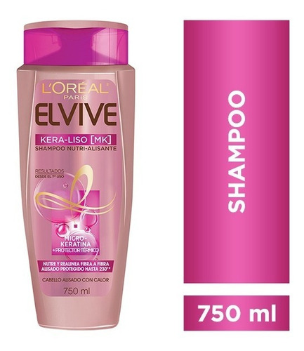 Shampoo Liso Mecanico Kera Liso 230 X750 Elvive Loreal Paris