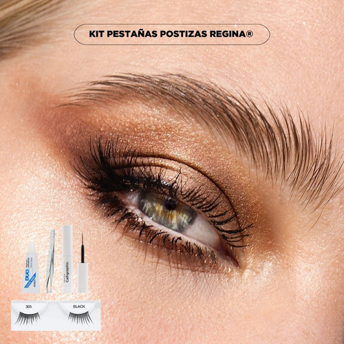 Imagen 2 de 7 de Kit Pestañas Postizas Regina Efecto Lifting 305