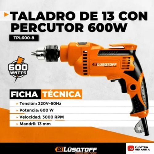 Imagen 3 de 8 de Taladro Percutor De 13 Mm - 600w - Lusqtoff - Tpl600-8