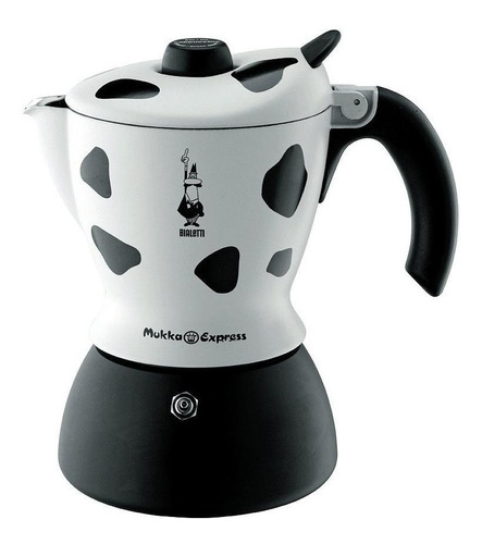 Imagem 1 de 2 de Cafeteira Bialetti Mukka Express 2 Cups manual preta e branca italiana