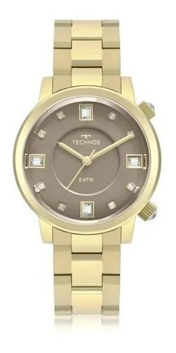 Relógio Feminino Technos Crystal Dourado Imediata Cor do bisel Dourado-escuro Cor do fundo Marrom