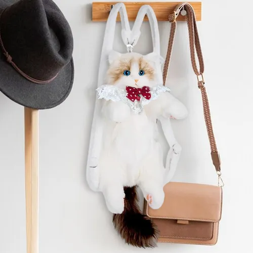Bonita Mochila De Peluche Con Forma De Gato, Bolso De