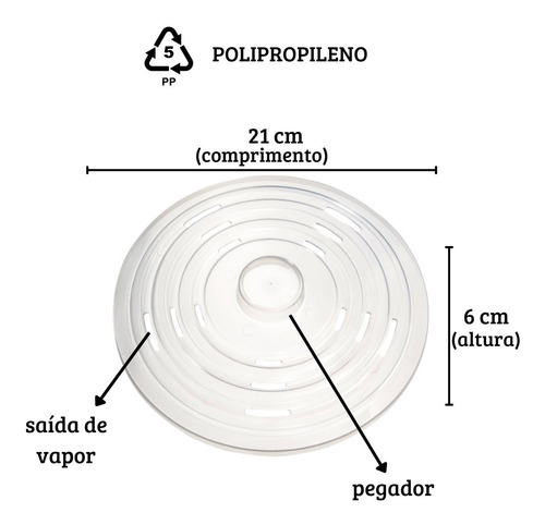 Tampa Premium Microondas 21,5 Cm Transparente Profissional