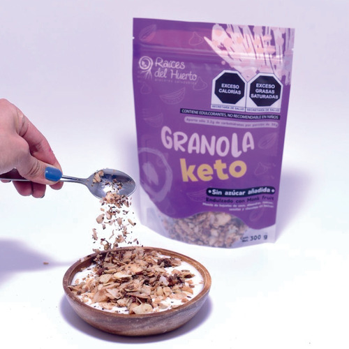 Imagen 4 de 5 de Granola Keto Chocolate 300g 3.2 G Carbs / Raíces Del Huerto
