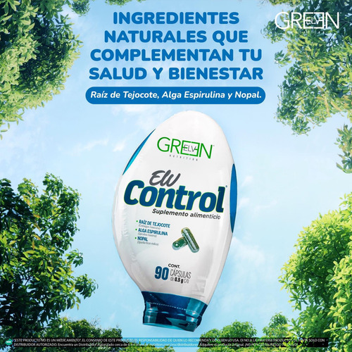 Elv Control Green - 90 Caps - Raiz De Tejocote - Original
