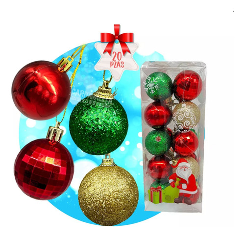 Esferas 4 Cm Decoración Adornos Para Árbol Navidad 20 Pz