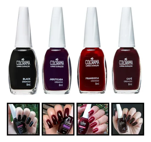 comprar Kit 4 Esmaltes Colorama Tons Escuros Vermelho Roxos