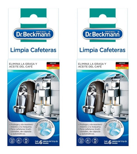 Limpia Cafeteras 6 Tabletas Dr. Beckmann 2 Cajas