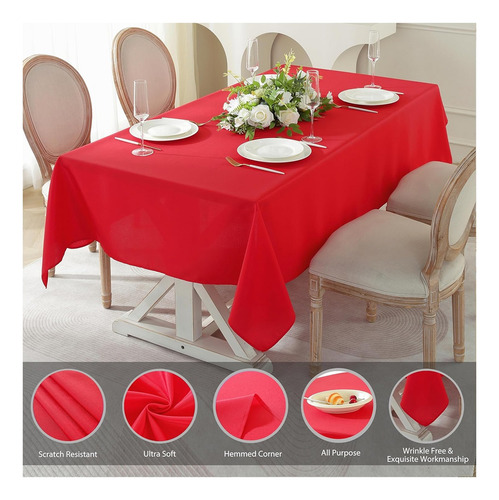 3unidades Mantel Rectangular Decoración Fiesta Hogar 3mx1.5m Rojo