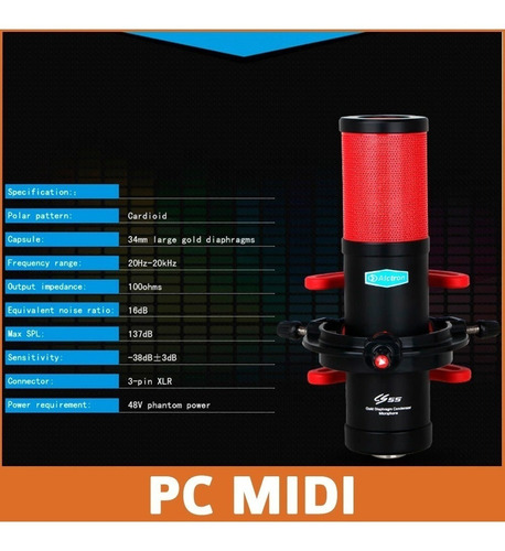 Imagen 4 de 6 de Micrófono Condensador Alctron Cs55 Cardioide No Usb Samson