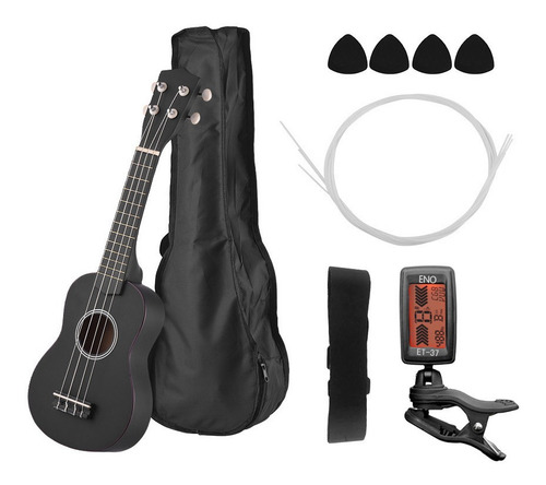 Ukelele Acústico Soprano, 21 In, Color Negro