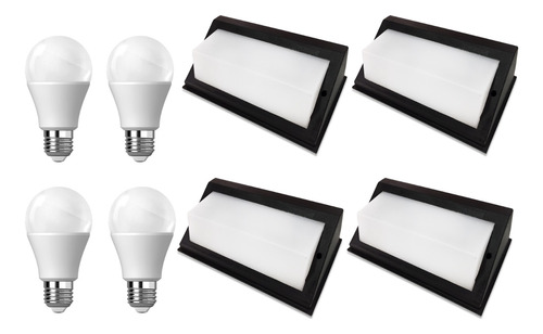 Pack X 4 Tortuga Rectangular Interior Led 9w Cálida Negra