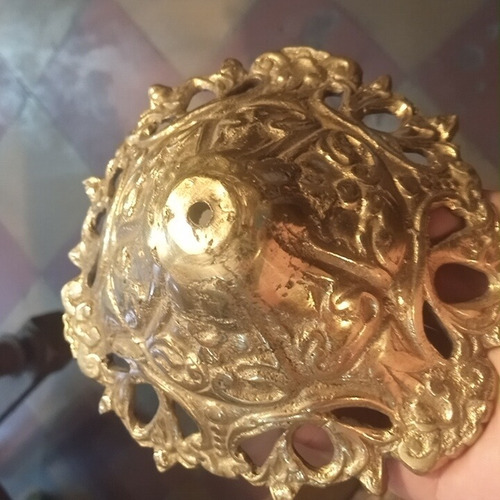 Roseton Antiguo De Bronce Base Para Lampara O Velador Floron (Usado)