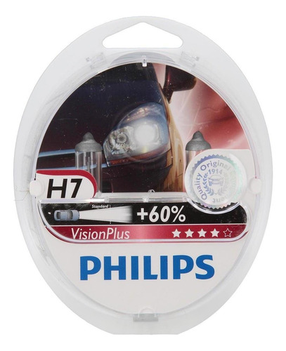 Lamparas Philips H7 Vision Plus +60% 55w 12v Auto X2