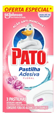 Detergente Sanitário Pastilha Adesiva Floral 3 Unidades Pato
