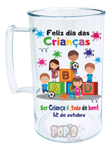 100 Unidades Caneca Acrilica 300 Ml Dia Das Crianças 