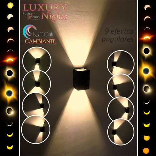 Imagen 6 de 10 de Aplique Pared Exterior Luz Transformable 9 Efectos Led 12w
