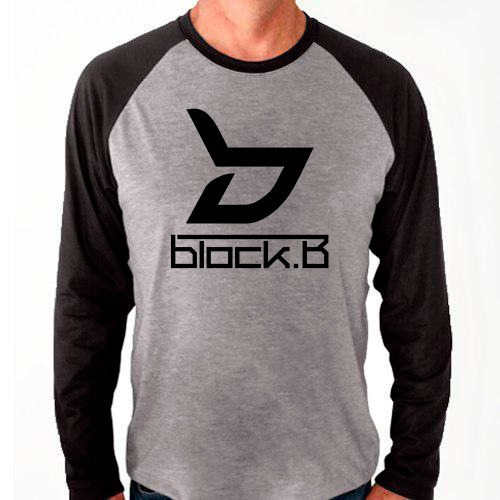 Camiseta Raglan Manga Longa Camisa Block B Grupo Kpop Mescla