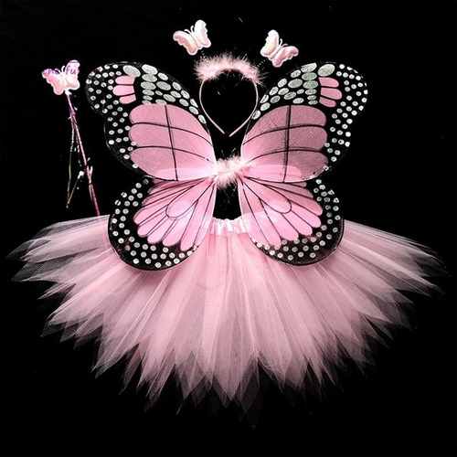 Imagem 2 de 5 de Fantasia Borboleta Infantil Saia Asa Arco Carnaval Primavera