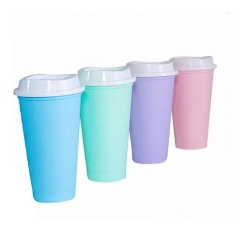 Vaso Con Tapa E-coffe Cafe Plastico 500ml