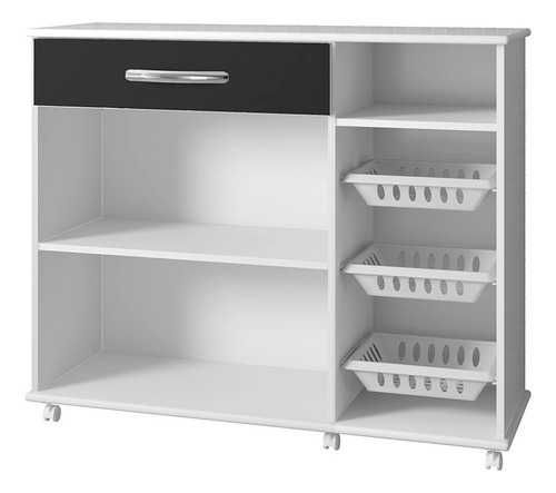 Fruteira Com Tampo E Base Em Mdf Salinas Cor Branco/preto